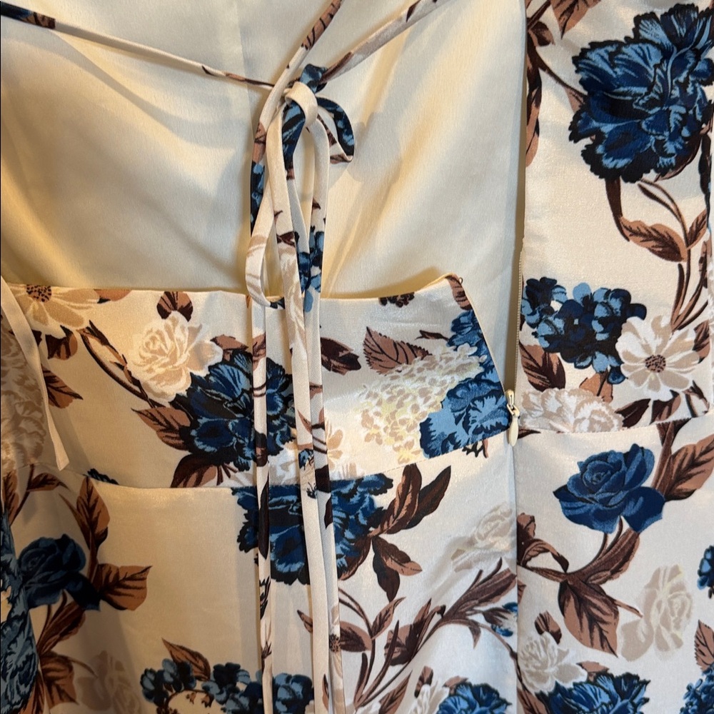 Tory Burch Cream and Blue Floral Backless Dress - Picture 15 of 16